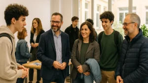 Open day ITS: come arrivare pronti e cosa chiedere (le domande giuste) Famiglie e studenti durante un open day ITS Academy in un ambiente formativo accogliente