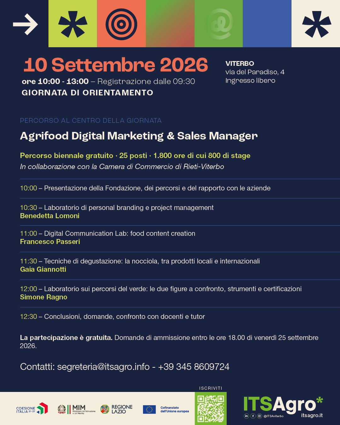 Open Day: Il 10 settembre porte aperte all’ITS Agro di Viterbo